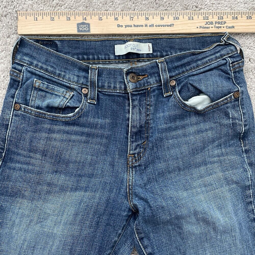 Levis 515 Bootcut Womens Medium Wash Stretch Blue Jeans 6M 26x30 Flap Pockets - Picture 4 of 10